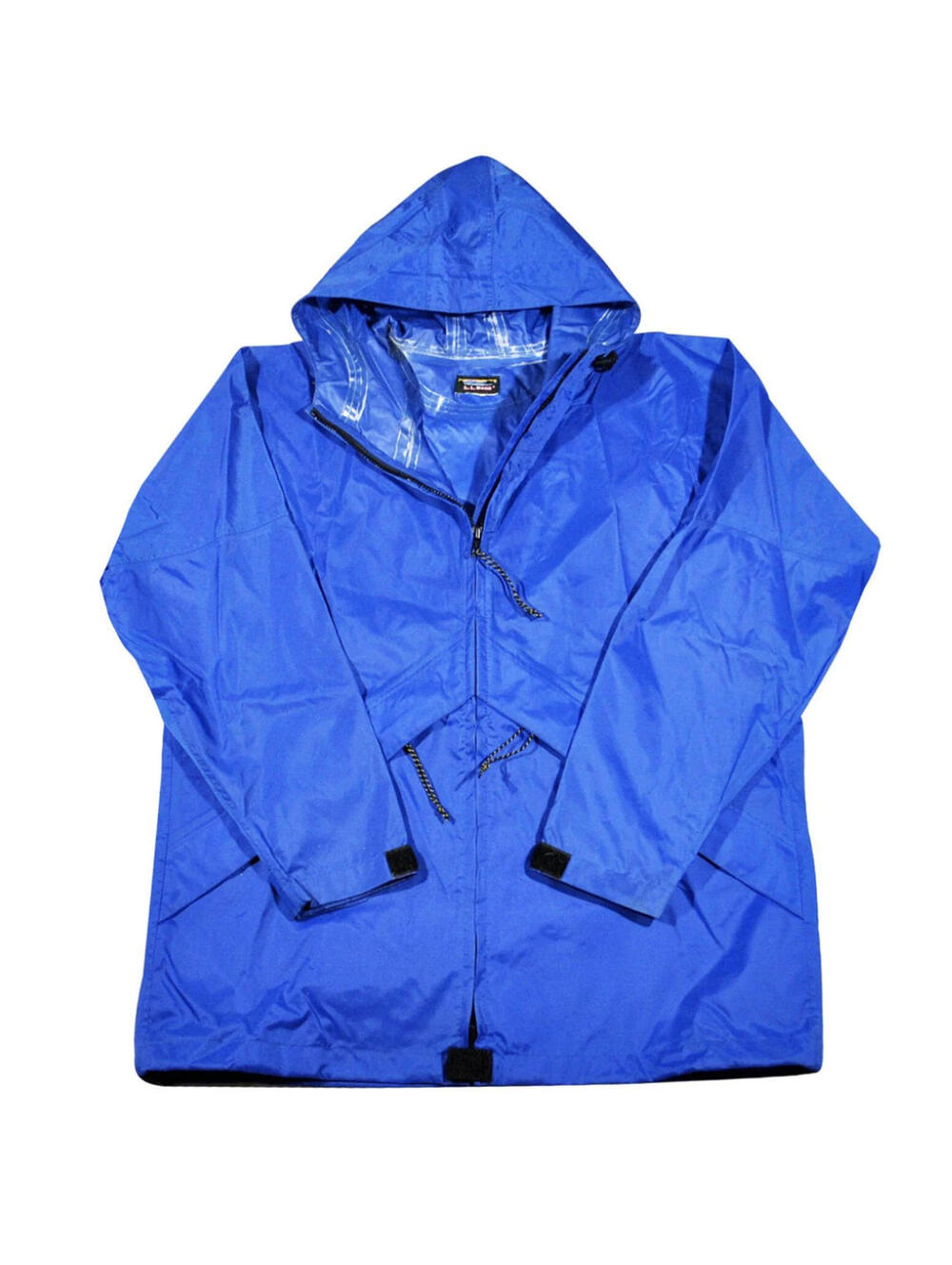 Vintage L.L. Bean Outdoors 90s Rain Wind Blue Hood Zip Jacket Size Large